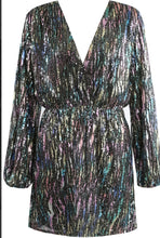 Load image into Gallery viewer, Multicolour Sequin Wrap Mini Dress
