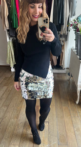 SILVER SEQUIN SKIRT