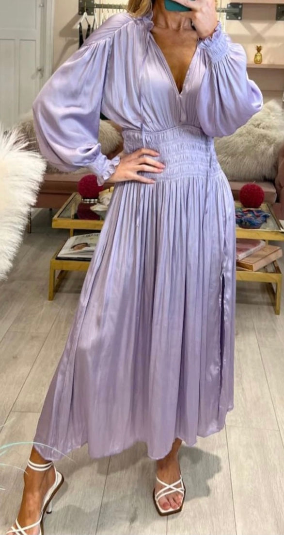 Rianna Satin Lilac Dress