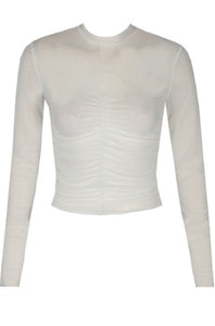 RUSHED HIGH NECK TOP WHITE